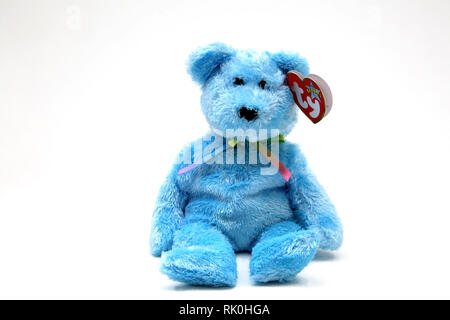 TY Beanie Baby Turquoise Bear Banque D'Images