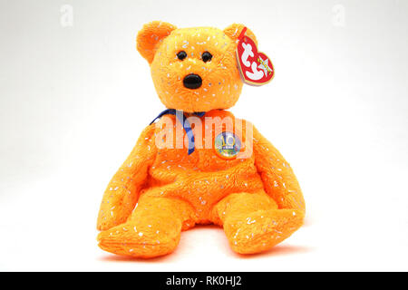 TY Beanie Baby Bear Édition 10e anniversaire Banque D'Images