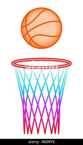 Illustration de la balle de basket-ball et hoop Illustration de Vecteur