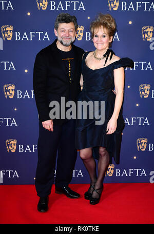 Andy Serkis et Lorraine Ashbourne participant à la 2019 BAFTA Film Gala, tenue à l'Hôtel Savoy à Londres. Banque D'Images