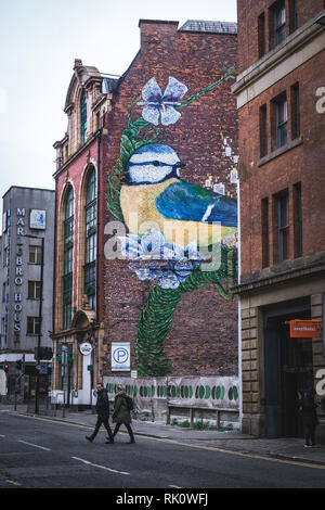 Manchester, Angleterre, Royaume-Uni. 20 août 2018 : Street art à manchster pluvieux Banque D'Images