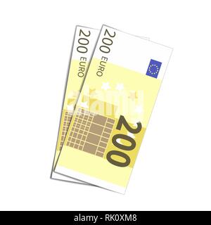 Couple de simple deux cent billets isolated on white Illustration de Vecteur