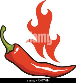 Vector illustration de piment et feu flamme Illustration de Vecteur