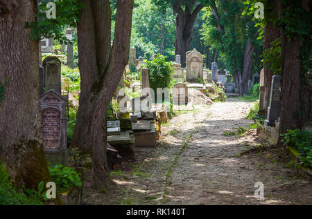 Allée de cimetière entourée de vieilles tombes à Sighisoara, Roumanie Banque D'Images