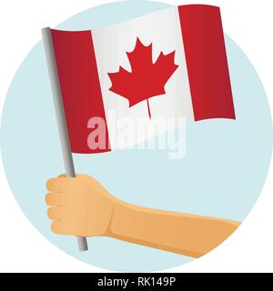 Drapeau du Canada dans la main. Contexte patriotique. Drapeau national du Canada vector illustration Illustration de Vecteur