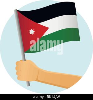 La Jordanie drapeau dans la main. Contexte patriotique. Drapeau national de Jordanie vector illustration Illustration de Vecteur