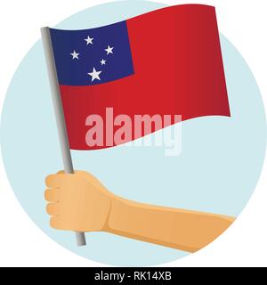 Samoa drapeau dans la main. Contexte patriotique. Drapeau national du Samoa vector illustration Illustration de Vecteur