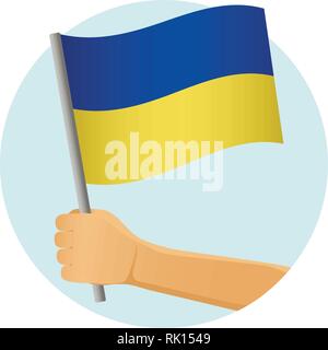 Drapeau de l'Ukraine dans la main. Contexte patriotique. Drapeau national de l'Ukraine vector illustration Illustration de Vecteur
