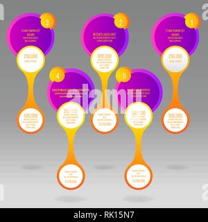 Vecteur de verre rondes graphique d'information avec jaune et violet Modèle d'étiquette pour le web et print décoration, vente en ligne de panneau ou affiche un design créatif Illustration de Vecteur