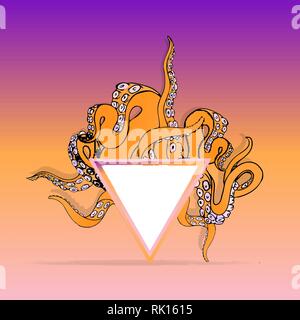 Triangle avec tentacules , cute cartoon illustration vectorielle pour le web et print. Illustration de Vecteur