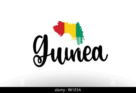 Guinée pays grand texte avec le drapeau à l'intérieur de la carte appropriée pour un logo design icône Illustration de Vecteur