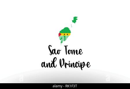 Sao Tomé-et-Principe pays grand texte avec le drapeau à l'intérieur de la carte appropriée pour un logo design icône Illustration de Vecteur