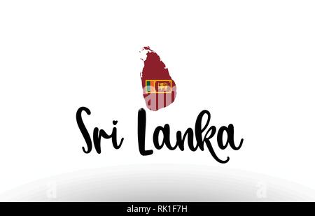 Sri Lanka pays grand texte avec le drapeau à l'intérieur de la carte appropriée pour un logo design icône Illustration de Vecteur