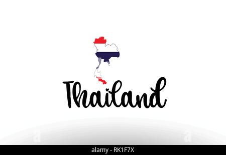 La Thaïlande pays grand texte avec le drapeau à l'intérieur de la carte appropriée pour un logo design icône Illustration de Vecteur