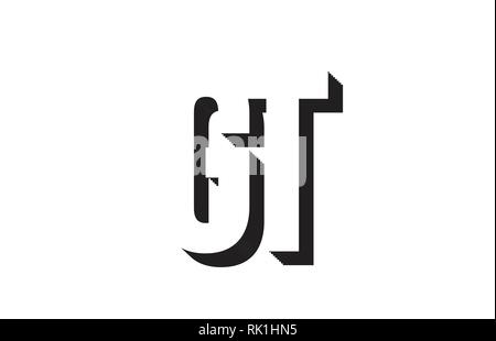Gt noir et blanc g t lettre de l'alphabet combinaison approprié comme un logo pour une entreprise ou de l'entreprise Illustration de Vecteur