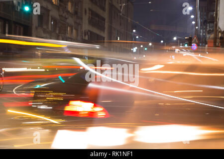 Night traffic lights - image floue Banque D'Images