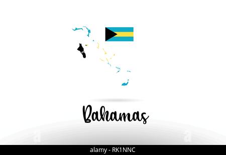 Bahamas drapeau du pays à l'intérieur des frontières du pays site conception adaptée à une icône logo design Illustration de Vecteur