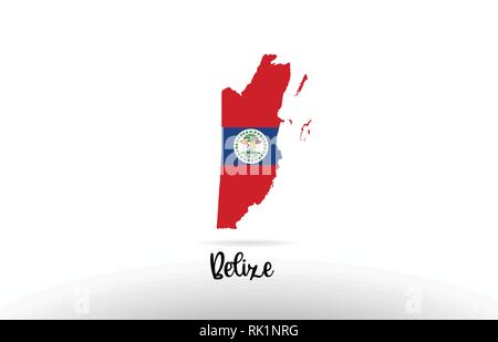 Belize drapeau du pays à l'intérieur des frontières du pays site conception adaptée à une icône logo design Illustration de Vecteur