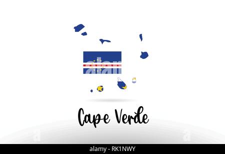 Cap-vert drapeau du pays à l'intérieur des frontières du pays site conception adaptée à une icône logo design Illustration de Vecteur