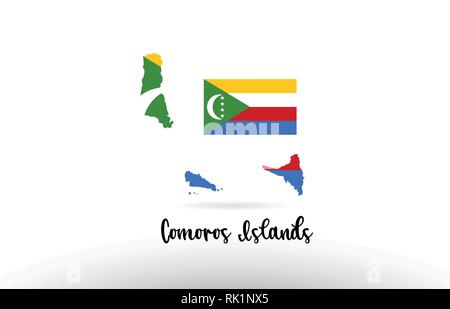 Îles Comores drapeau du pays à l'intérieur des frontières du pays site conception adaptée à une icône logo design Illustration de Vecteur