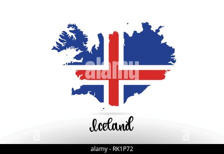 Drapeau du pays de l'Islande à l'intérieur des frontières du pays site conception adaptée à une icône logo design Illustration de Vecteur