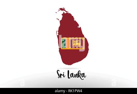 Sri Lanka drapeau du pays à l'intérieur des frontières du pays site conception adaptée à une icône logo design Illustration de Vecteur