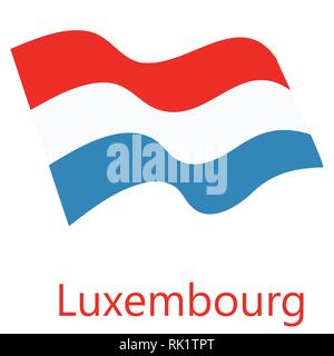 Vector illustration waving flag de Luxembourg icône. Bouton drapeau Luxembourg isolé sur fond blanc Illustration de Vecteur