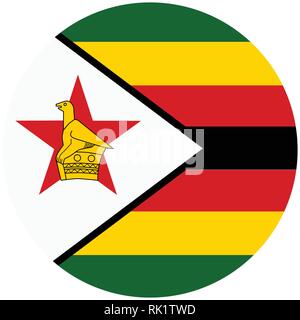 L'icône du drapeau du Zimbabwe d'illustration vectorielle isolé sur fond blanc. Drapeau national ronde du Zimbabwe. Bouton drapeau Illustration de Vecteur