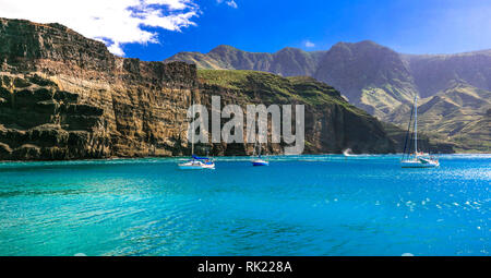 Paysage impressionnant de Puerto de las Nieves en Gran Canaria. Îles Canaries de l'Espagne Banque D'Images