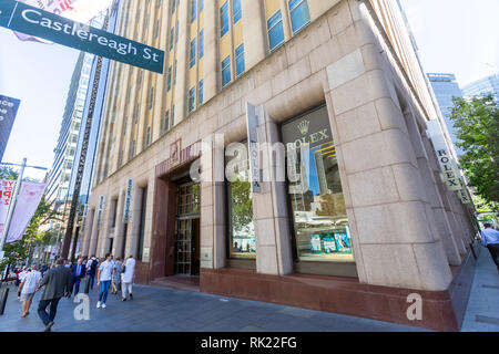 Magasin de montres Rolex à Martin Place,le centre-ville de Sydney, Australie Banque D'Images