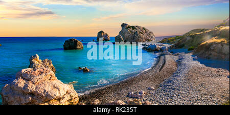 Meilleures plages de Chypre - Petra tou Romiou, célèbre comme un berceau d'Aphrodite Banque D'Images