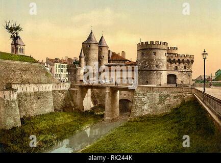 Porte du château allemand, Metz, France. Entre 1890 et 1910. Banque D'Images