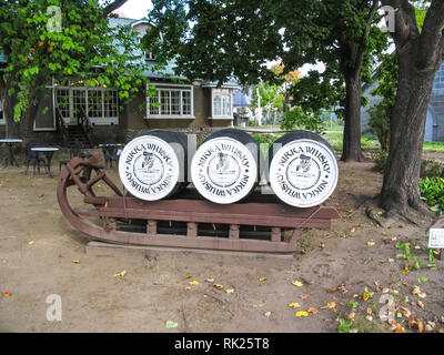 Yoichi, Japon - Feb 4, 2015. Whisky Nikka, winery au Japon à yoichi, pièces de stockage de vin et de whisky, whiskey vente du luxe et du vin. Banque D'Images