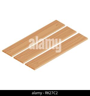Vector illustration planches en bois 3D isométrique perspective isolé sur fond blanc. Illustration de Vecteur