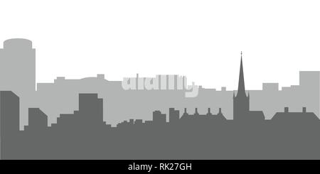 Vector illustration les toits de la ville. Paysage urbain. Soir cityscape in télévision style. Illustration de Vecteur