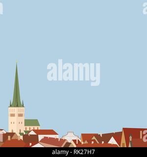 L'architecture européenne. Arrière-plan de la ville de Tallinn, Riga, Vilnius. Bâtiment d'illustration vectorielle. Sur les toits de la ville, paysage Illustration de Vecteur