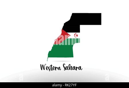 Drapeau du pays du Sahara Occidental à l'intérieur des frontières du pays site conception adaptée à une icône logo design Illustration de Vecteur
