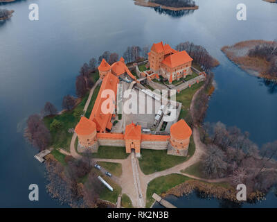 Château de Trakai, Lituanie voir drone aérien Banque D'Images