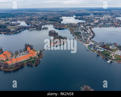 Château de Trakai, Lituanie voir drone aérien Banque D'Images