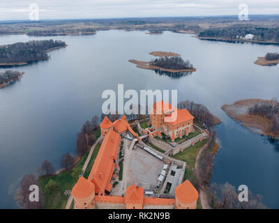 Château de Trakai, Lituanie voir drone aérien Banque D'Images