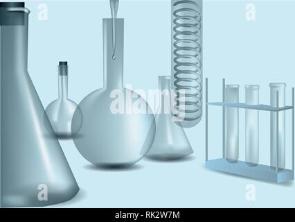 Tubes à essai de laboratoire chimique et flacons de laboratoire chimique Illustration de Vecteur