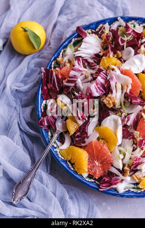 Raddichio, endivia, fenouil, orange et mozzarella salad Banque D'Images