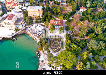 Park Angiolina à Opatija, Kvarner Bay Vue aérienne paysage de Croatie Banque D'Images