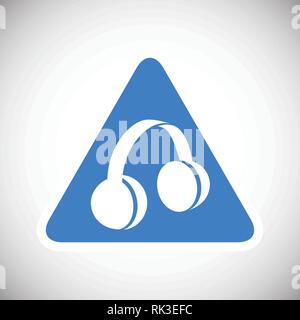 La protection contre l'usure de l'oreille signe sur fond bleu Illustration de Vecteur