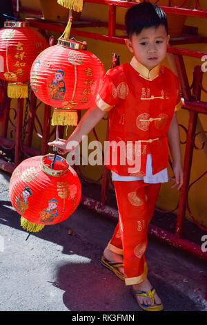 Guan Yu de culte, marché Warorot, Chiang Mai Banque D'Images