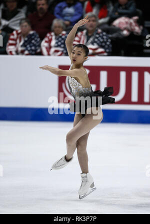 Anaheim, Californie, USA. Feb 8, 2019. Kaori Sakamoto du Japon en concurrence dans les dames style libre au cours de l'ISU Four Continents Figure Skating Championship au Honda Center d'Anaheim, Californie, le 8 février 2019. Ringo : crédit Chiu/ZUMA/Alamy Fil Live News Banque D'Images