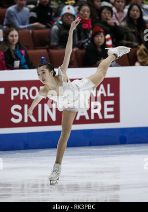 Anaheim, Californie, USA. Feb 8, 2019. Ting Cui des USA en concurrence dans les dames style libre au cours de l'ISU Four Continents Figure Skating Championship au Honda Center d'Anaheim, Californie, le 8 février 2019. Ringo : crédit Chiu/ZUMA/Alamy Fil Live News Banque D'Images