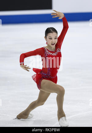 Anaheim, Californie, USA. Feb 8, 2019. Elizabet Tursynbaeva du Kazakhstan en concurrence dans les dames style libre au cours de l'ISU Four Continents Figure Skating Championship au Honda Center d'Anaheim, Californie, le 8 février 2019. Ringo : crédit Chiu/ZUMA/Alamy Fil Live News Banque D'Images