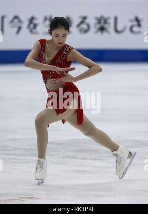 Anaheim, Californie, USA. Feb 8, 2019. Hongyi Chen de la concurrence de la Chine dans les dames style libre au cours de l'ISU Four Continents Figure Skating Championship au Honda Center d'Anaheim, Californie, le 8 février 2019. Ringo : crédit Chiu/ZUMA/Alamy Fil Live News Banque D'Images