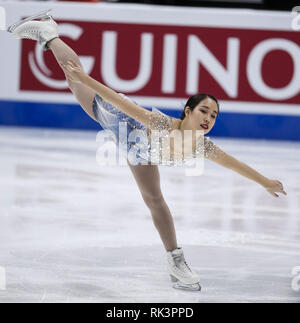 Anaheim, Californie, USA. Feb 8, 2019. Ami de Mihara Japon participe à ces dames style libre au cours de l'ISU Four Continents Figure Skating Championship au Honda Center d'Anaheim, Californie, le 8 février 2019. Ringo : crédit Chiu/ZUMA/Alamy Fil Live News Banque D'Images